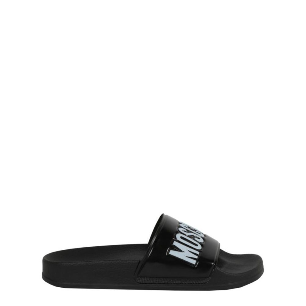Moschino Black Logo Slide Sandal